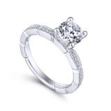 Gabriel & Co. 14k White Gold Victorian Straight Engagement Ring photo 3