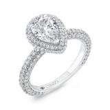 Shah Luxury 14K White Gold Pear Diamond Halo Engagement Ring (Semi-Mount) photo 2