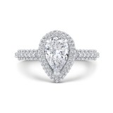 Shah Luxury 14K White Gold Pear Diamond Halo Engagement Ring (Semi-Mount) photo