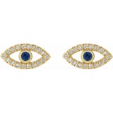 14K Yellow Blue Sapphire & White Sapphire Earrings photo 2