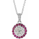 14K White Ruby & 1/3 CTW Diamond Necklace photo