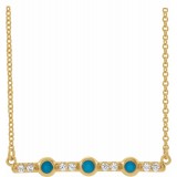 14K Yellow Turquoise & 1/8 CTW Diamond Bar 18 Necklace photo