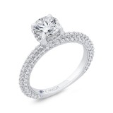Shah Luxury 14K White Gold Round Cut Diamond 3/4 Run Engagement Ring (Semi-Mount) photo 2