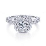 Gabriel & Co. 14k White Gold Contemporary Halo Engagement Ring photo