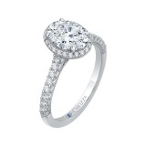 Shah Luxury 14K White Gold Oval Cut Diamond Halo Engagement Ring (Semi-Mount) photo 2