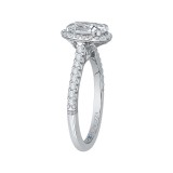 Shah Luxury 14K White Gold Oval Cut Diamond Halo Engagement Ring (Semi-Mount) photo 3