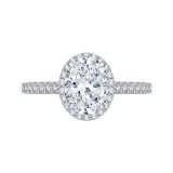 Shah Luxury 14K White Gold Oval Cut Diamond Halo Engagement Ring (Semi-Mount) photo