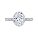 Shah Luxury 14K White Gold Oval Cut Diamond Halo Engagement Ring (Semi-Mount) photo