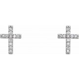 14K White .05 CTW Diamond Cross Earrings photo 2