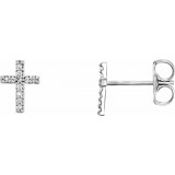 14K White .05 CTW Diamond Cross Earrings photo