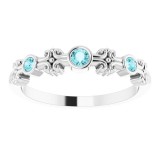 14K White Blue Zircon Bezel-Set Ring photo 3