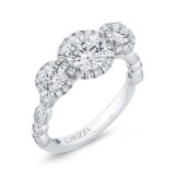 Shah Luxury 14K White Gold Round Diamond Three Halo Engagement Ring with Round Shank (Semi-Mount) photo 2