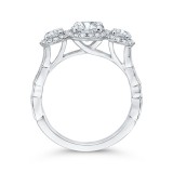Shah Luxury 14K White Gold Round Diamond Three Halo Engagement Ring with Round Shank (Semi-Mount) photo 4