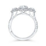 Shah Luxury 14K White Gold Round Diamond Three Halo Engagement Ring with Round Shank (Semi-Mount) photo 4