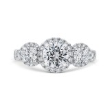Shah Luxury 14K White Gold Round Diamond Three Halo Engagement Ring with Round Shank (Semi-Mount) photo