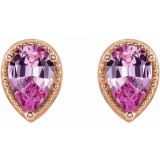 14K Rose Pink Sapphire Earrings photo 2