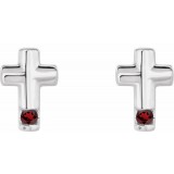 14K White Mozambique Garnet Cross Earrings photo 2