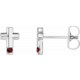 14K White Mozambique Garnet Cross Earrings photo