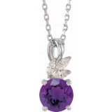 14K White Amethyst & 1/10 CTW Diamond 16-18 Necklace photo