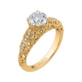 Shah Luxury 14K Yellow Gold Round Diamond Engagement Ring (Semi-Mount) photo 2