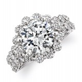 18k White Gold Prong Set Diamond Halo Engagement Ring photo