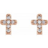 14K Rose .06 CTW Diamond Youth Cross Earrings photo 2