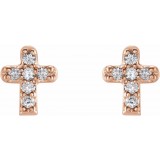 14K Rose .06 CTW Diamond Youth Cross Earrings photo 2