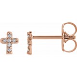 14K Rose .06 CTW Diamond Youth Cross Earrings photo