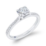 Shah Luxury 14K White Gold Cushion Cut Diamond Solitaire Plus Engagement Ring (Semi-Mount) photo 2
