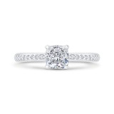 Shah Luxury 14K White Gold Cushion Cut Diamond Solitaire Plus Engagement Ring (Semi-Mount) photo