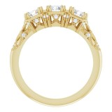 14K Yellow 9/10 CTW Diamond Vintage-Inspired Three-Stone Anniversary Band photo 2