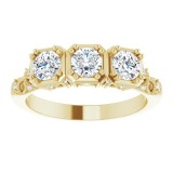 14K Yellow 9/10 CTW Diamond Vintage-Inspired Three-Stone Anniversary Band photo 3