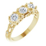 14K Yellow 9/10 CTW Diamond Vintage-Inspired Three-Stone Anniversary Band photo