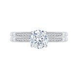 Shah Luxury 14K White Gold Round Diamond Cathedral Style Engagement Ring (Semi-Mount) photo 2