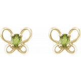 14K Yellow 4x3 mm Oval August Youth Butterfly Birthstone Earrings photo 2