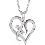 14K White .03 CTW Diamond Heart 18 Necklace photo