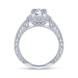 Gabriel & Co. 14k White Gold Art Deco Halo Engagement Ring photo 2