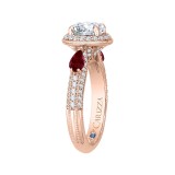 Shah Luxury Round Diamond and Ruby Engagement Ring In 14K Rose Gold (Semi-Mount) photo 3