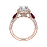 Shah Luxury Round Diamond and Ruby Engagement Ring In 14K Rose Gold (Semi-Mount) photo 4