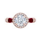 Shah Luxury Round Diamond and Ruby Engagement Ring In 14K Rose Gold (Semi-Mount) photo