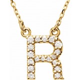 14K Yellow Initial R 1/8 CTW Diamond 16 Necklace photo