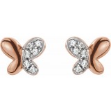 14K Rose .04 CTW Diamond Butterfly Earrings photo 2