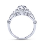 Gabriel & Co. 14k White Gold Victorian Vintage Engagement Ring photo 2