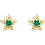 14K Yellow 3 mm Round May Youth Star Birthstone Earrings photo 2