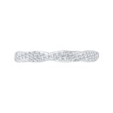 Shah Luxury 14K White Gold Round Diamond Criss-Cross Half-Eternity Wedding Band photo