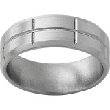 Titanium Beveled Edge Band with Vertical and Horizontal Grooves and Satin Finish photo