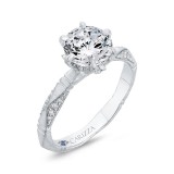 Shah Luxury Round Cut Diamond Engagement Ring In 14K White Gold (Semi-Mount) photo 2