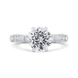 Shah Luxury Round Cut Diamond Engagement Ring In 14K White Gold (Semi-Mount) photo