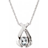 14K White 7x5 mm Oval Aquamarine & .08 CTW Diamond 18 Necklace photo