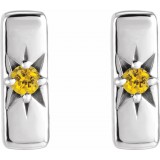 14K White Yellow Sapphire Starburst Bar Earrings photo 2